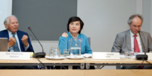 Erik Thorbecke, Machiko Nissanke, and Charles Gore at the Book Launch: The Poor Under Globalization in Asia, Latin America, and Africa, Helsinki, Finland