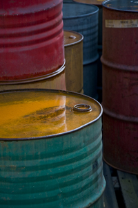 Colorful old oil barrels. © L.C. Nøttaasen